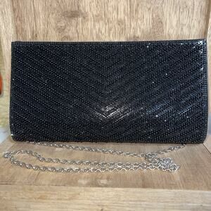 Jessica McClintock Black Beaded Evening Bag Purse Never Used